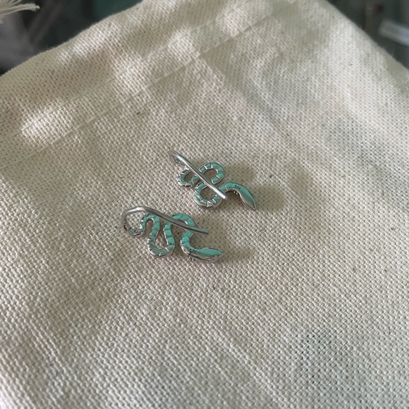 Sterling silver snake earrings - Picture 2 of 4